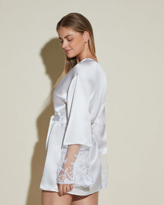 Sanika Silk Robe White - Bombing Bubble