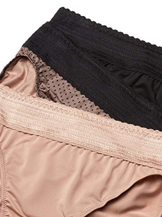 Warner's womens Blissful Benefits Dig-free Comfort Waistband With Lace Microfiber Hi-cut 3-pack 5109w Underwear, Black/Toasted Almond/Lace Dot, Large US