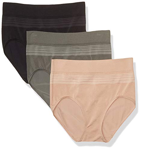 Warner's womens Blissful Benefits By Warner's Seamless Brief Panty 3 Pack  Underwear, Stone/Toasted Almond/Black, X-Large US