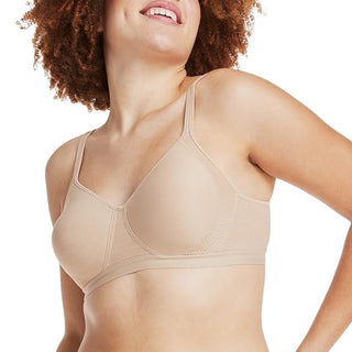 Hanes Women's X-Temp Wireless Cooling Mesh, Full-Coverage, Convertible T-Shirt Bra, Nude, Large