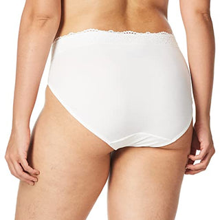 Bali Women's Hi-Cut Panties, High-Waisted Smoothing Panty, High-Cut Brief Underwear for Women, Comfortable Underpants, White, Large