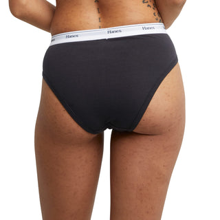 Hanes Women's Originals Hi-Leg Panties, Breathable Stretch Cotton Underwear, Assorted, 6-Pack, Basic Color Mix, Medium
